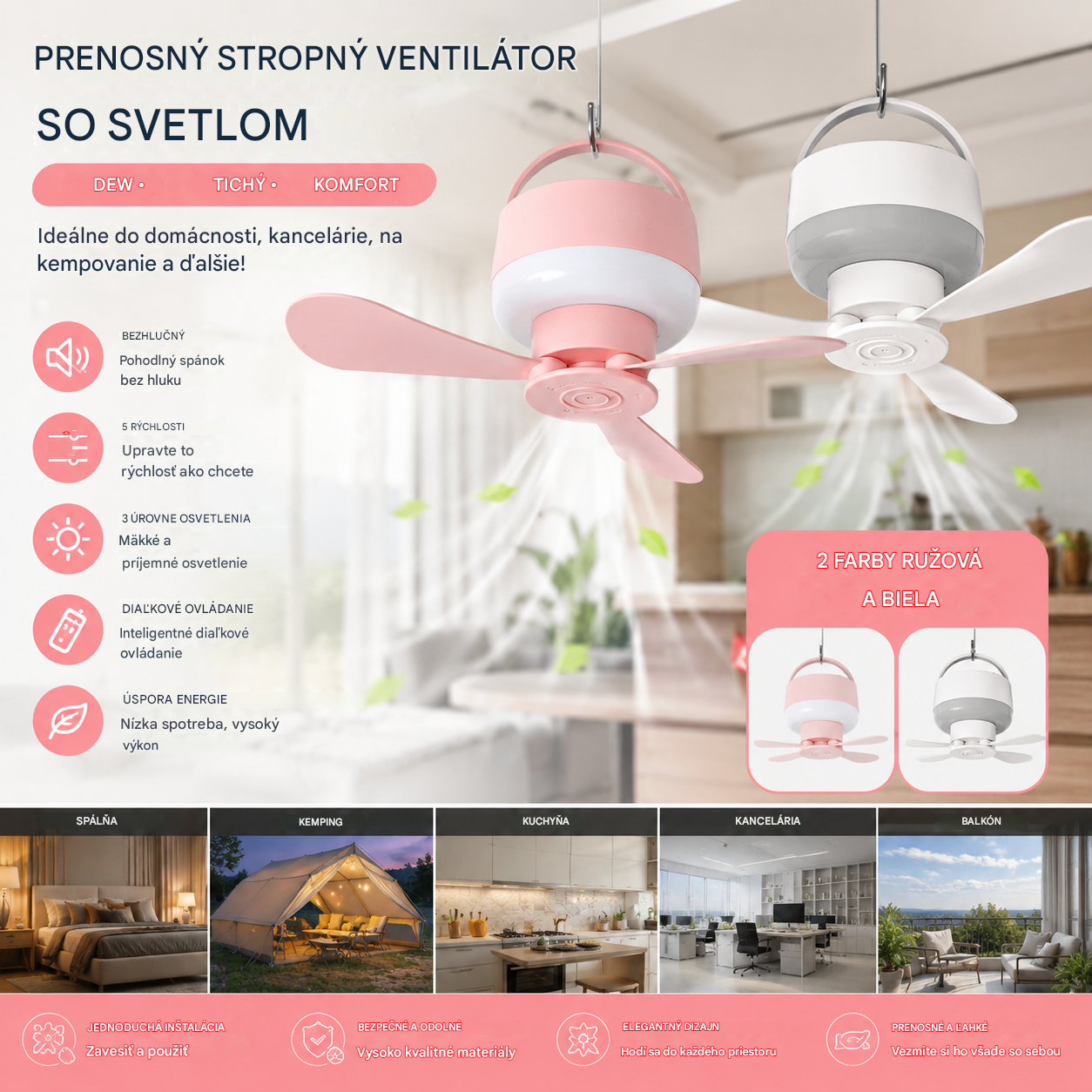【50% zľava po obmedzenú dobu】Nabíjateľný stropný ventilátor