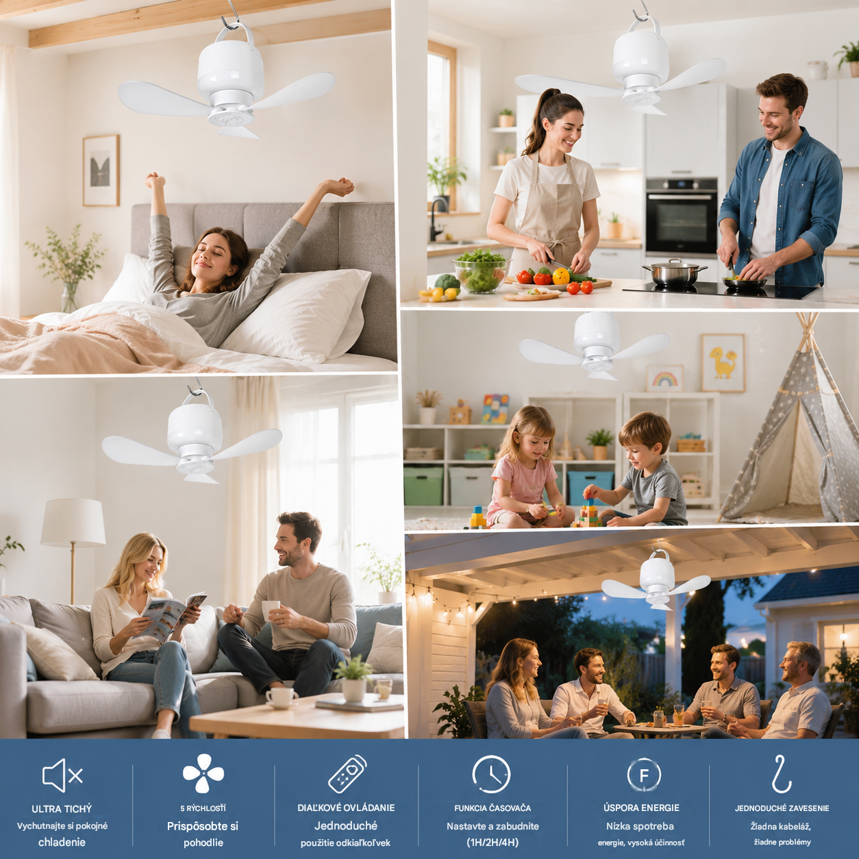 【50% zľava po obmedzenú dobu】Nabíjateľný stropný ventilátor